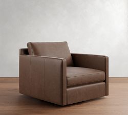 Pacifica Slim Arm Leather Swivel Chair