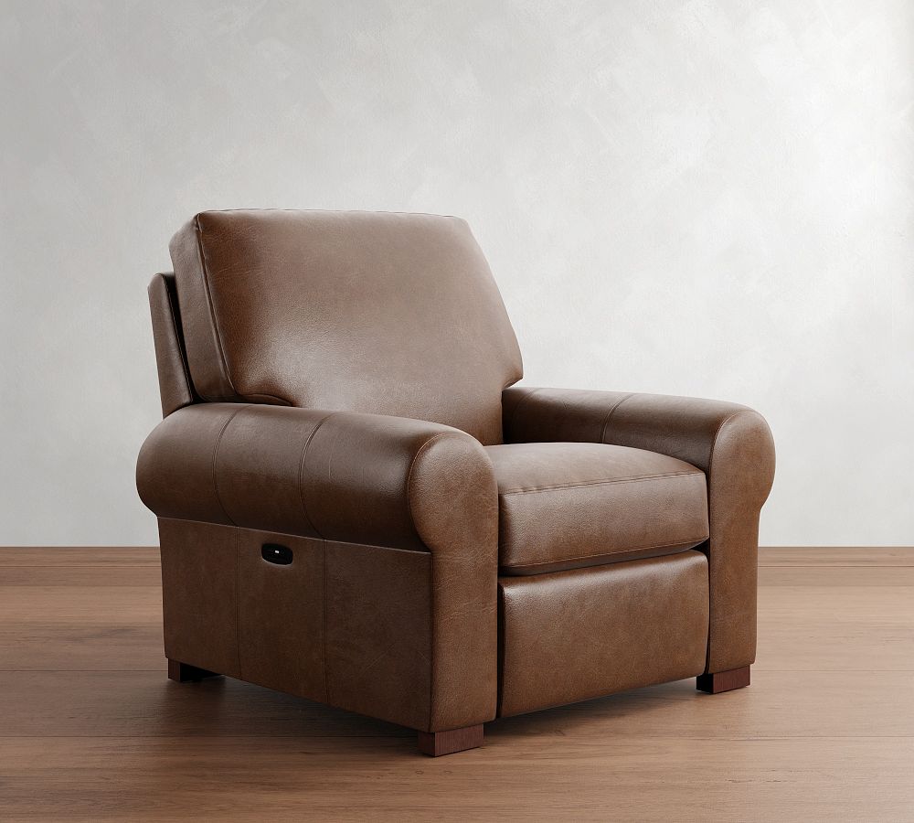 Turner Roll Arm Leather Power Recliner