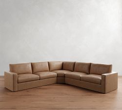 Westwood Square Arm Leather 3-Piece L-Shaped Wedge Sectional (128&quot;)