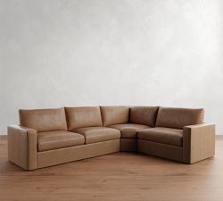 Westwood Square Arm Leather 3-Piece Wedge Sectional (128&quot;)