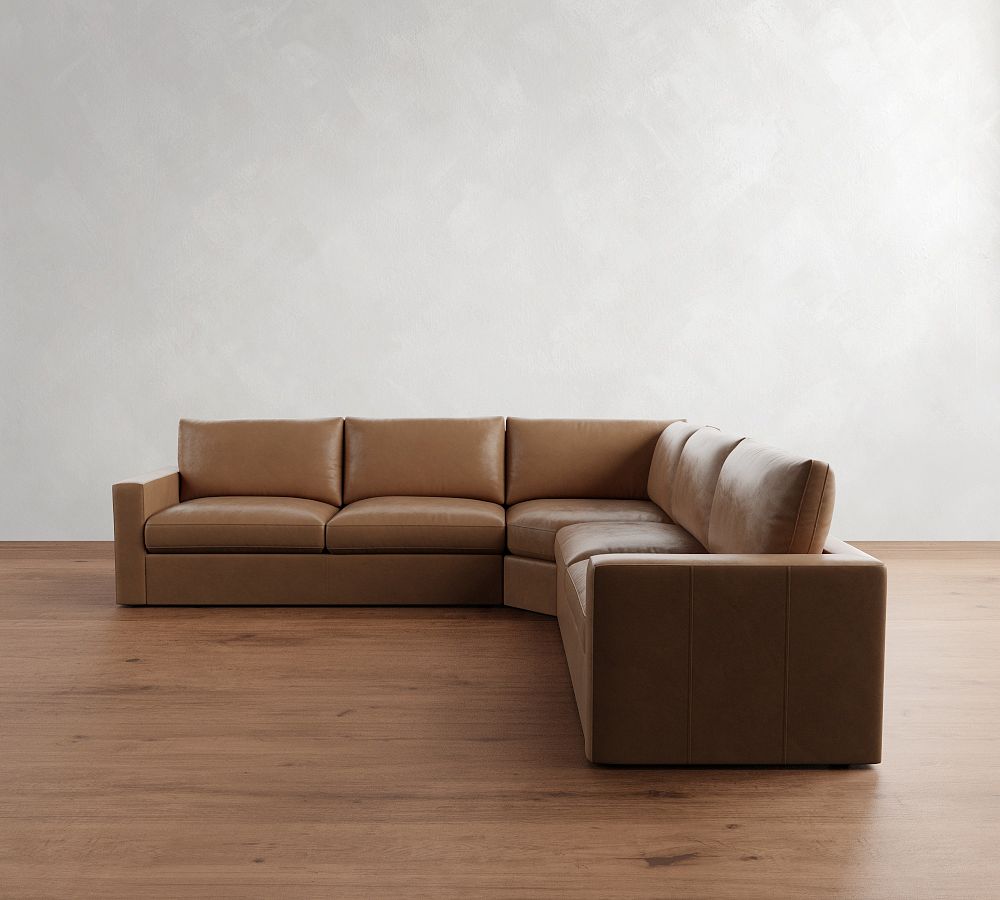 Westwood Square Arm Leather 3-Piece L-Shaped Wedge Sectional (128&quot;)