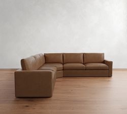 Westwood Square Arm Leather 3-Piece L-Shaped Wedge Sectional (128&quot;)