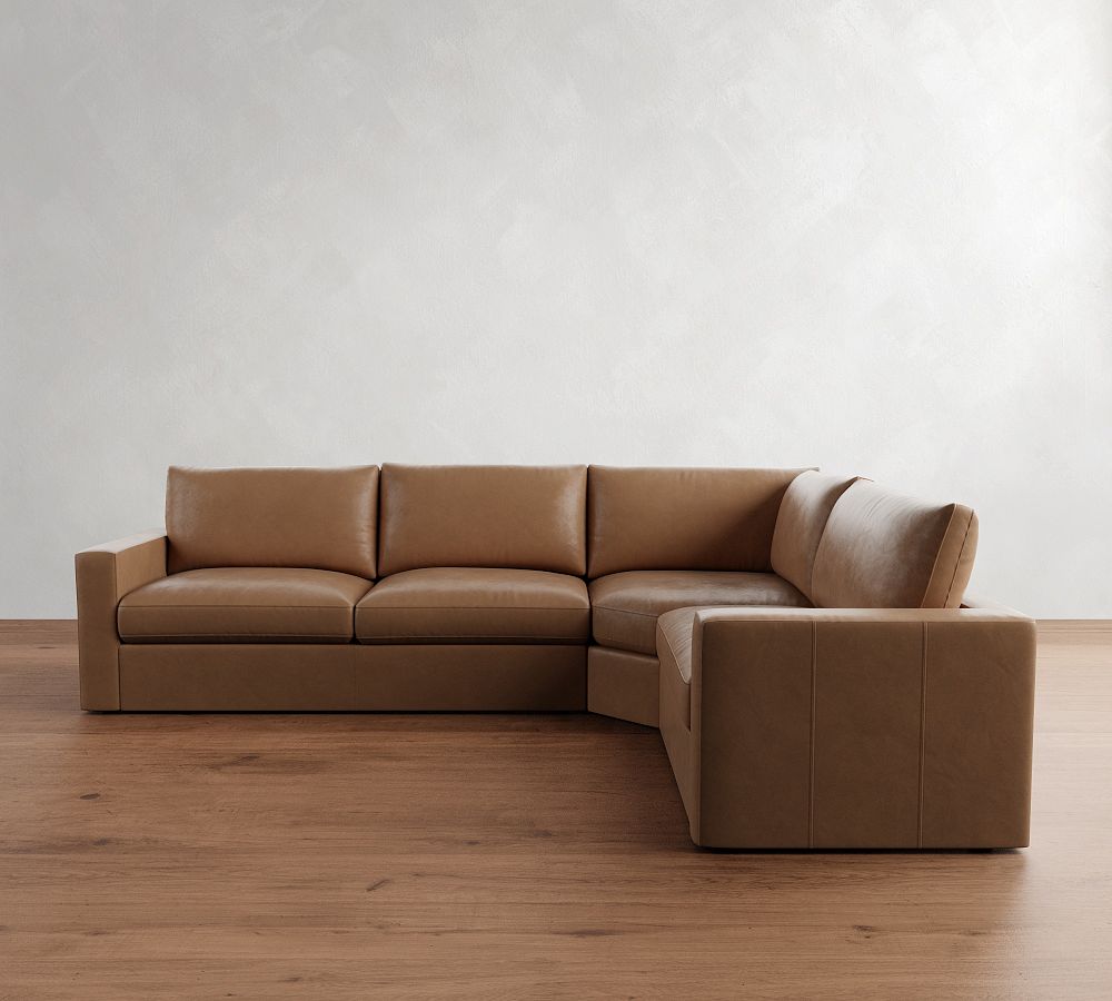 Westwood Square Arm Leather 3-Piece Wedge Sectional (128&quot;)