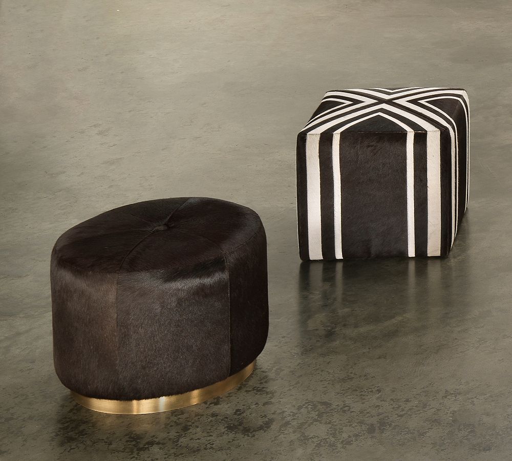 Kensy Hair on Hide Pouf (18.5&quot;)