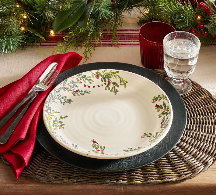 Christmas in the Country Stoneware Dinner Plates Set of