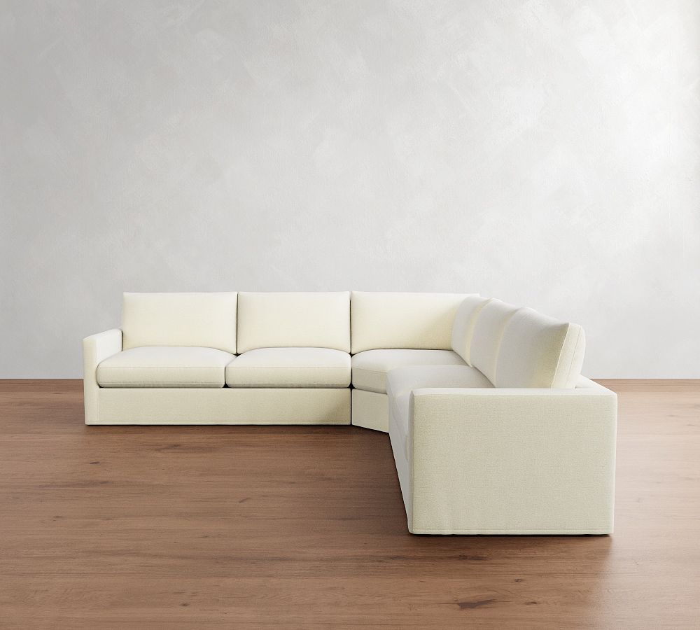 Westwood Slim Arm Slipcovered 3-Piece L-Shaped Wedge Sectional (125&quot;)
