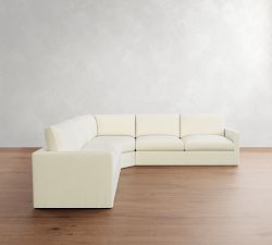 Westwood Slim Arm Slipcovered 3-Piece L-Shaped Wedge Sectional (125&quot;)