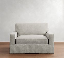 PB Comfort Square Arm Slipcovered Twin Sleeper Sofa with Memory Foam Mattress (56&quot;)