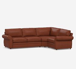 Pearce Roll Arm Leather 3-Piece Wedge Sectional (125&quot;)