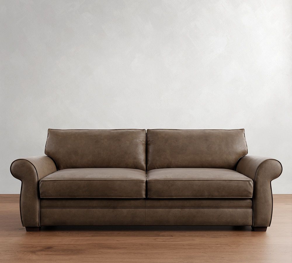 Pearce Roll Arm Leather Sofa (73&quot;&ndash;99&quot;)