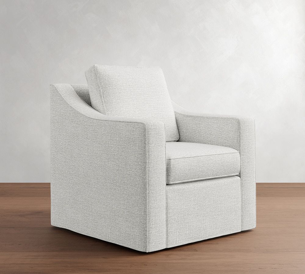 Cameron Slope Arm Slipcovered Swivel Chair