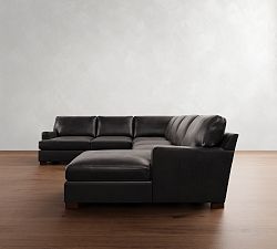 Townsend Square Arm Leather L-Shaped Chaise Sectional (113&quot;)