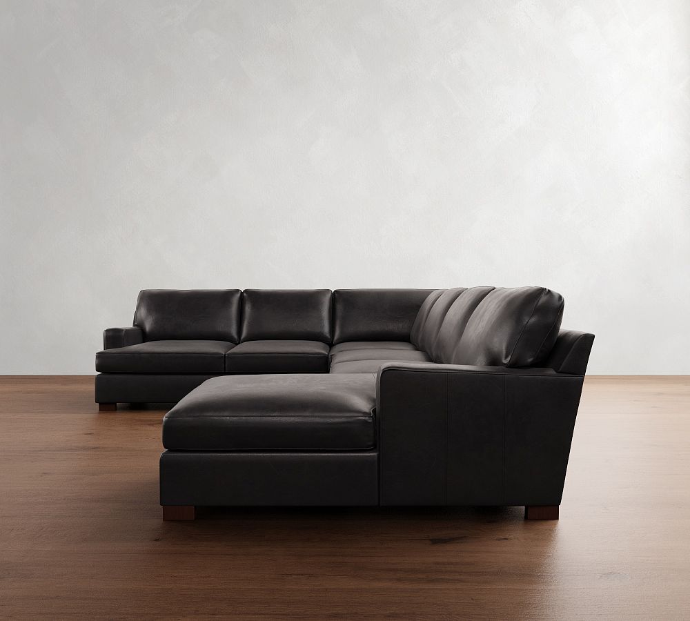 Townsend Square Arm Leather L-Shaped Chaise Sectional (113&quot;)