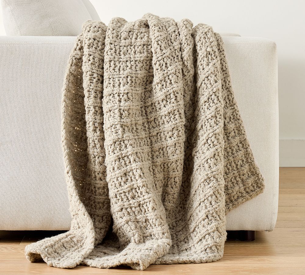 Plaid Chunky Cotton Knit Throw
