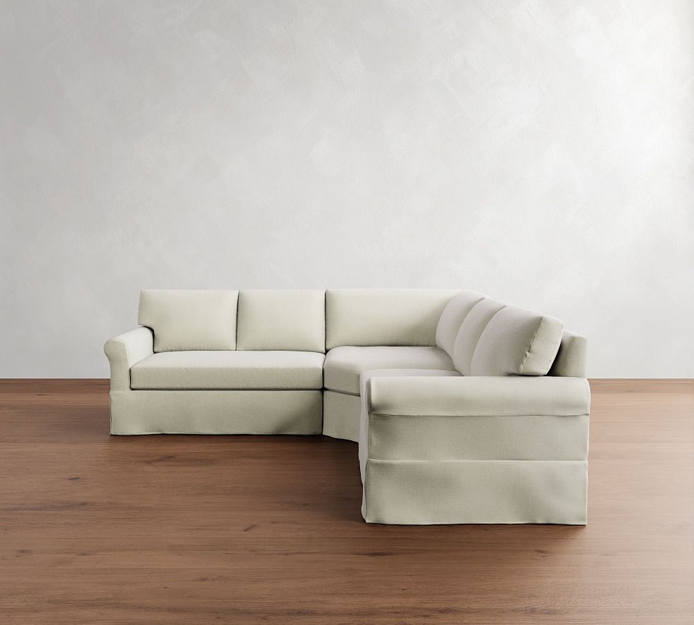 York Roll Arm Slipcovered 3-Piece L-Shaped Wedge Sectional (103&quot;)