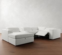 Ultra Lounge Square Arm Reclining 6-Piece Chaise Sectional - Storage Available (130&quot;)
