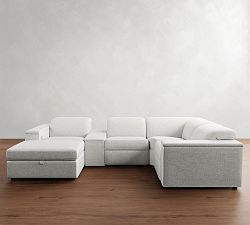 Ultra Lounge Square Arm Reclining 6-Piece Chaise Sectional - Storage Available (130&quot;)