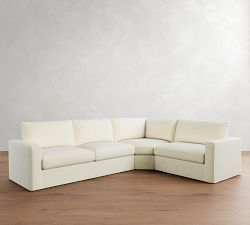 Westwood Square Arm Slipcovered 3-Piece Wedge Sectional (128&quot;)