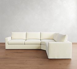 Westwood Square Arm Slipcovered 3-Piece Wedge Sectional (128&quot;)