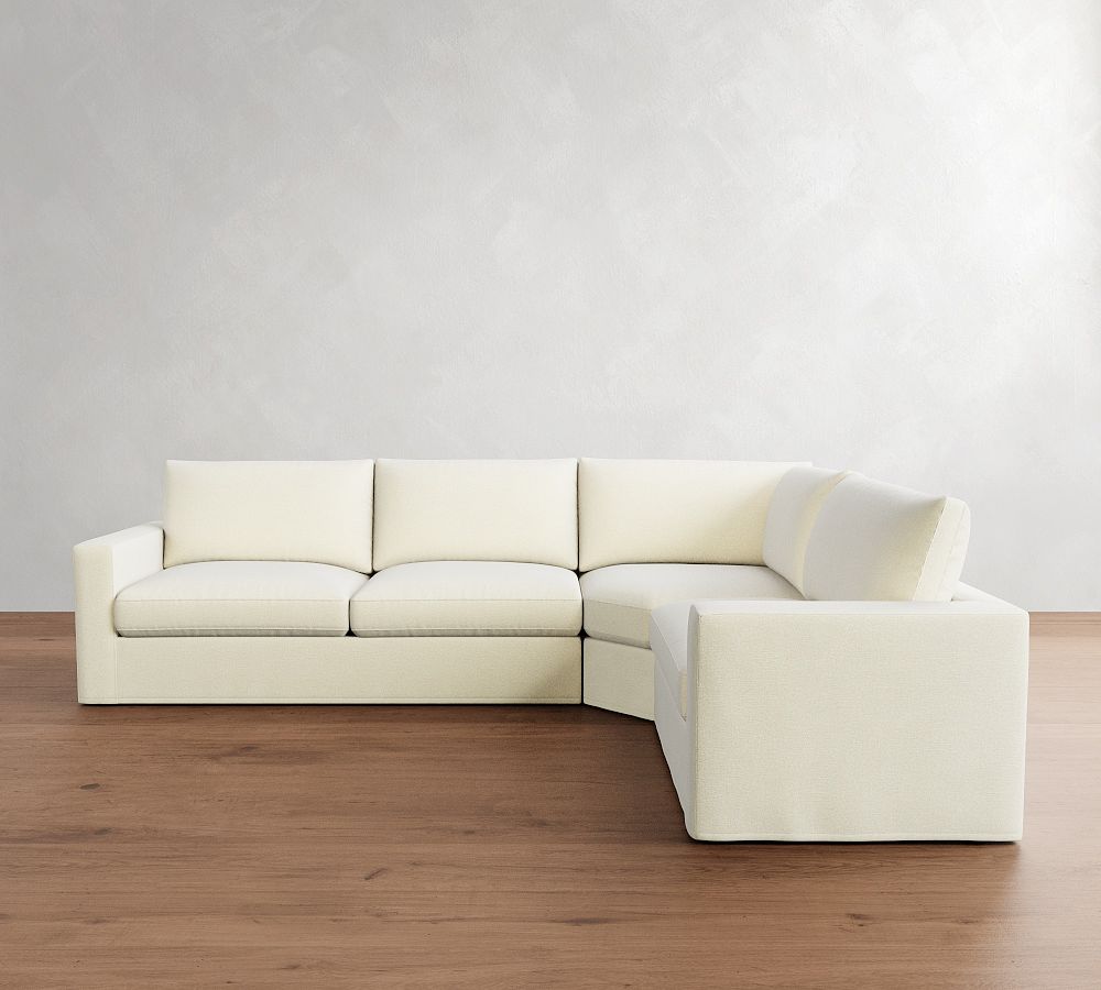 Westwood Square Arm Slipcovered 3-Piece Wedge Sectional (128&quot;)