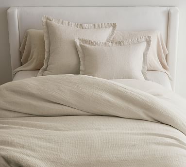 European Flax Linen Waffle Duvet, Flax, King/Cal. King