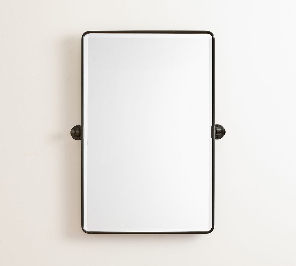 Open Box: Vintage Rounded Rectangle Pivot Mirror, 27" x 35" - Aged Brass
