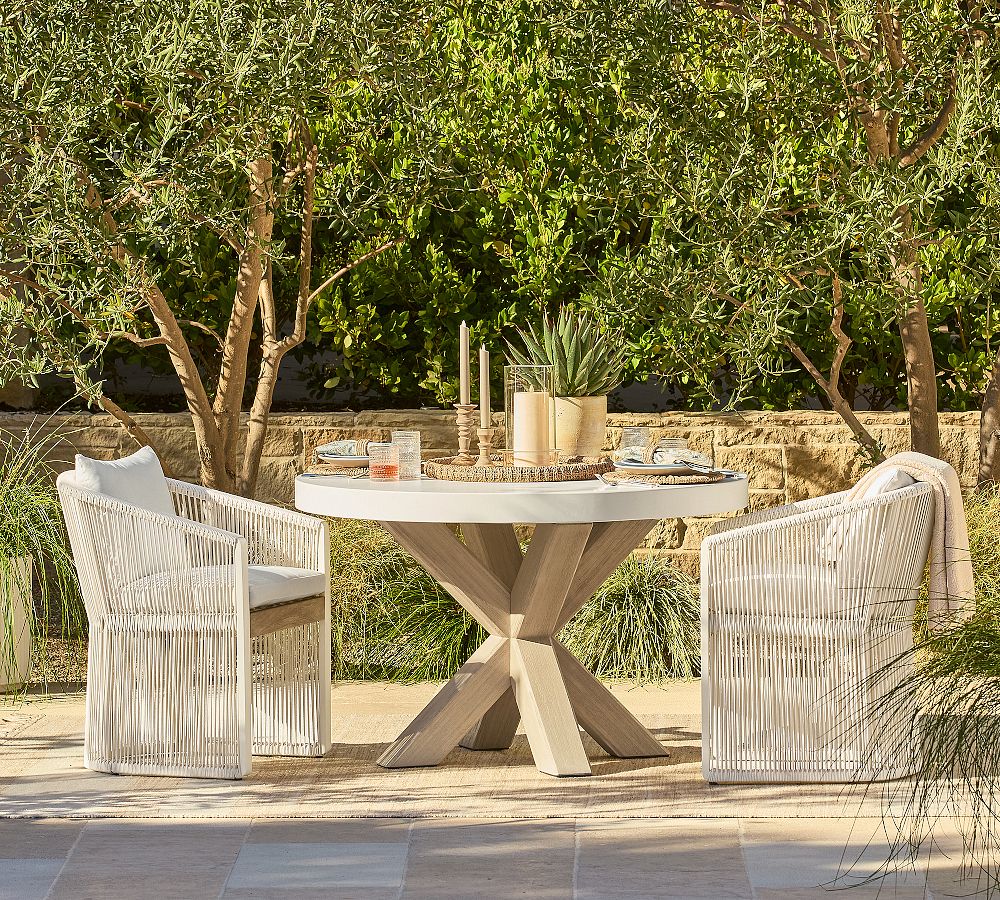 Abbott Concrete &amp; Acacia Round Outdoor Dining Table (48&quot;)