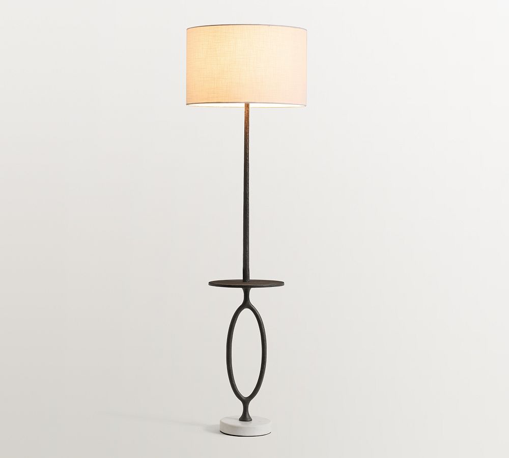 Easton Forged-Iron Floor Lamp with Tray (72&quot;)