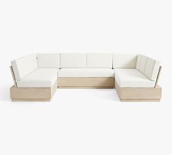 Indio Eucalyptus Modern Platform 5-Piece U-Shaped Outdoor Sectional (122&quot;)