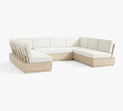 Indio Eucalyptus Modern Platform 5-Piece U-Shaped Outdoor Sectional (122&quot;)