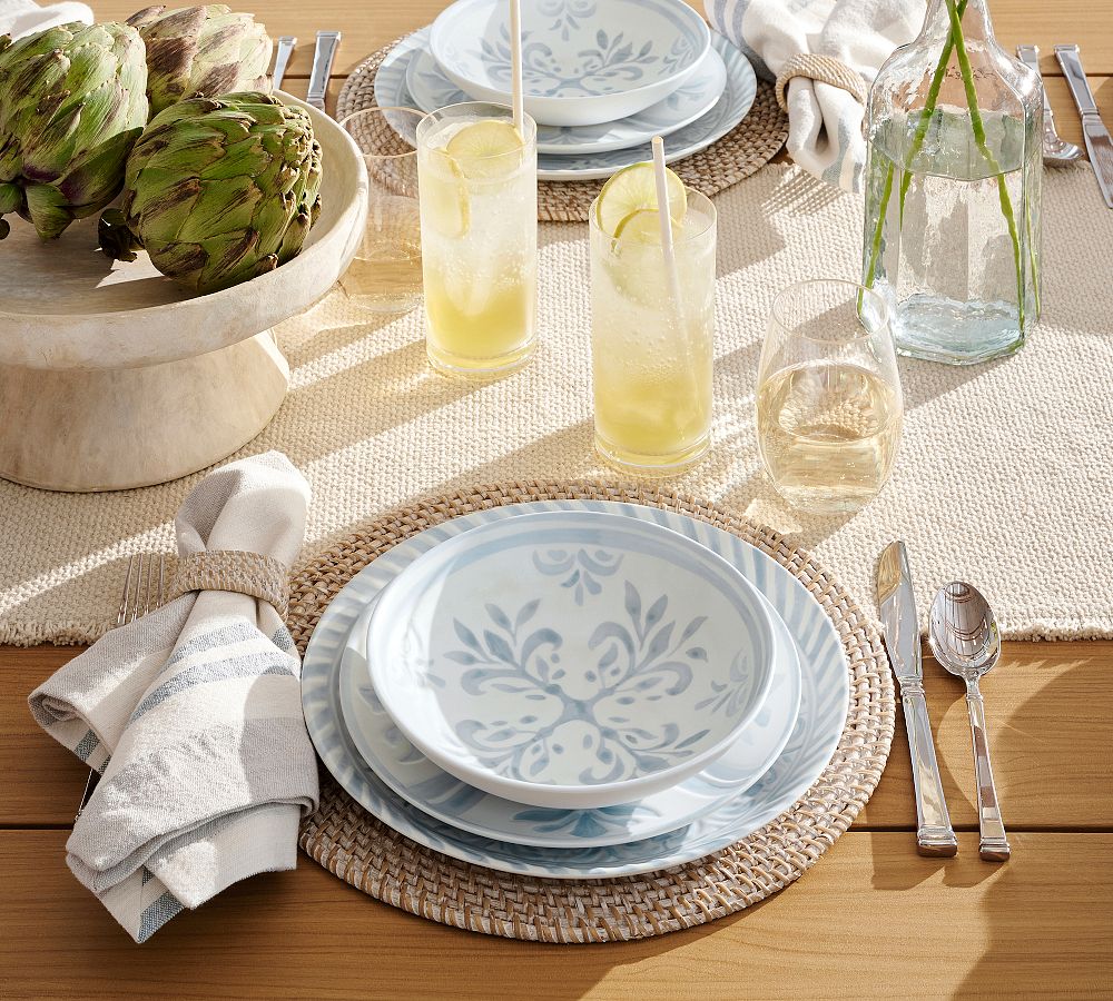 Chambray Tile Outdoor Melamine Cereal Bowls - Set of 4