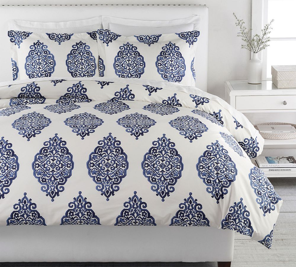 Asher Medallion Percale Duvet Cover
