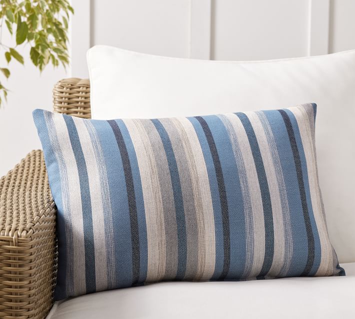 Lumbar Pillow Blue And White Striped Outdoor Pillows Sunbrella