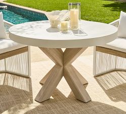 Abbott Concrete &amp; Acacia Round Outdoor Dining Table (48&quot;)