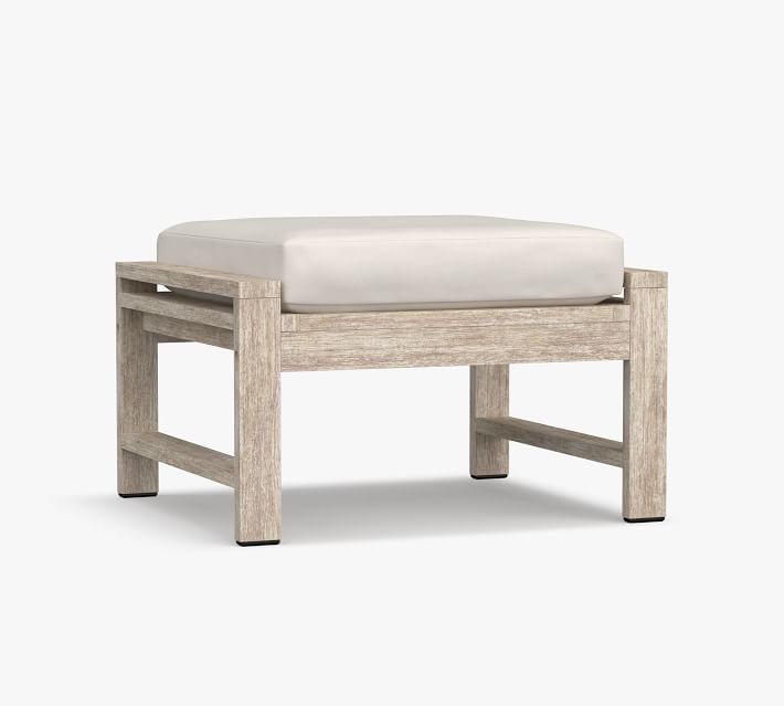 Wooden coffee ottoman with cream cushion