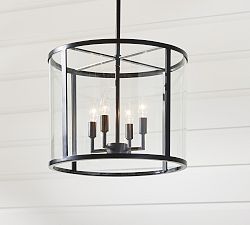 Manor Outdoor Round Glass &amp; Iron Pendant (18&quot;)