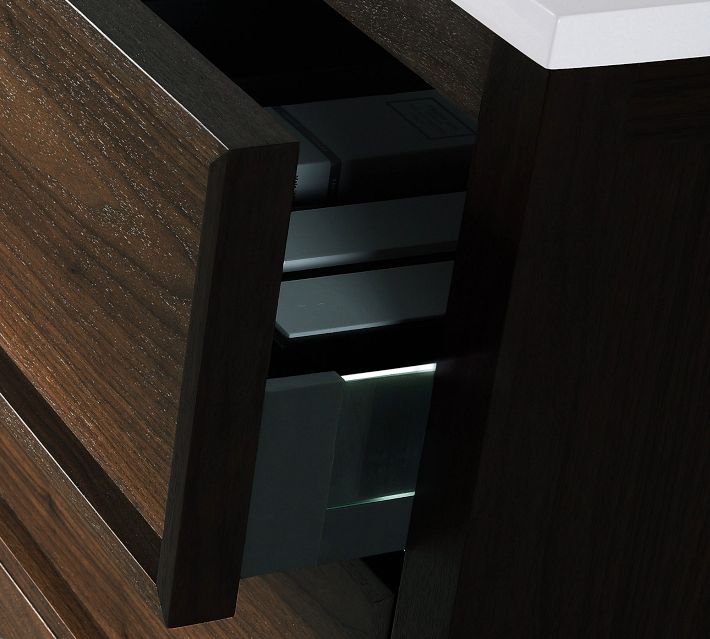 Middle drawer opened, interior storage compartments visible.