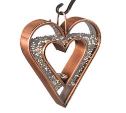Heart Shaped Copper Fly Thru Bird Feeder