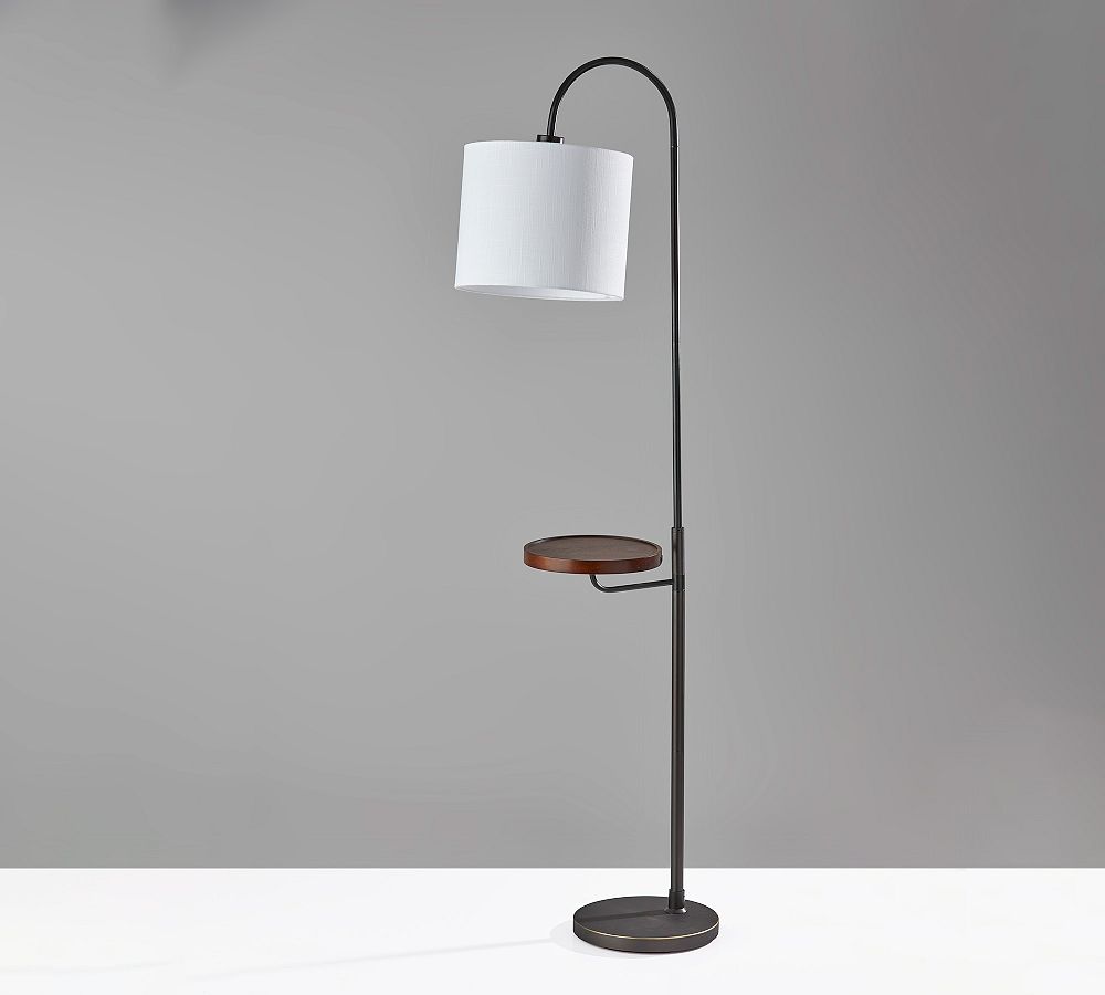 Edward Wooden Shelf Floor Lamp with USB Port (65&quot;)