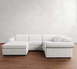 Ultra Lounge Roll Arm Reclining 5-Piece Chaise Sectional - Storage Available (147&quot;)
