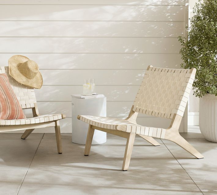 Abbott Acacia Woven Outdoor Lounge Chair | Pottery Barn