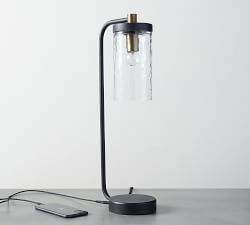 Open Box: Raylan Recycled Glass USB Table Lamp