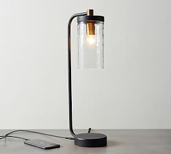 Open Box: Raylan Recycled Glass USB Table Lamp