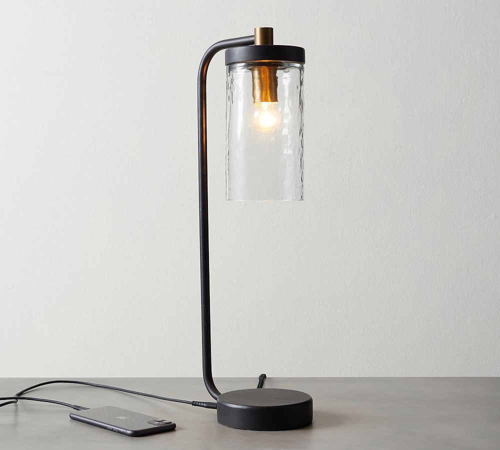 Open Box: Raylan Recycled Glass USB Table Lamp