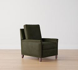 Open Box: Tyler Square Arm Leather Manual Recliner, Tall 41", With Nailheads - Vinatge Hunter