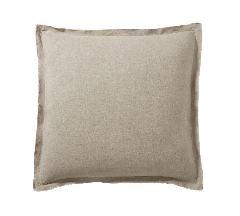 Belgian Flax Linen Double Flange Sham - Dark Flax, Euro, Set of 3