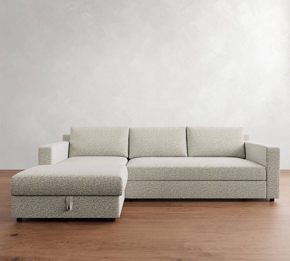 Pacifica Wide Arm Trundle Sleeper Chaise Sectional – Storage Available (106")