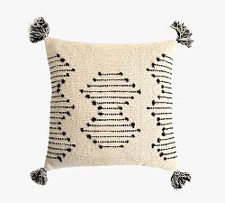 Mital Handwoven Tassel Throw Pillow, 20", Black