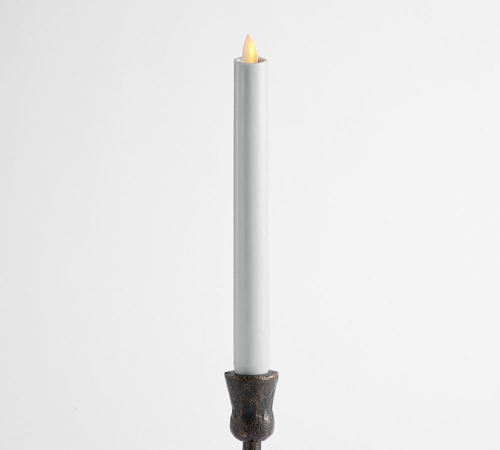 Open Box: Premium Flickering Flameless Wax Taper Candle, Single 8" - Light Gray