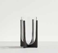 Open Box: Mesa Cast Iron Hurricane Candle Holder, Small 12.5"H - Black